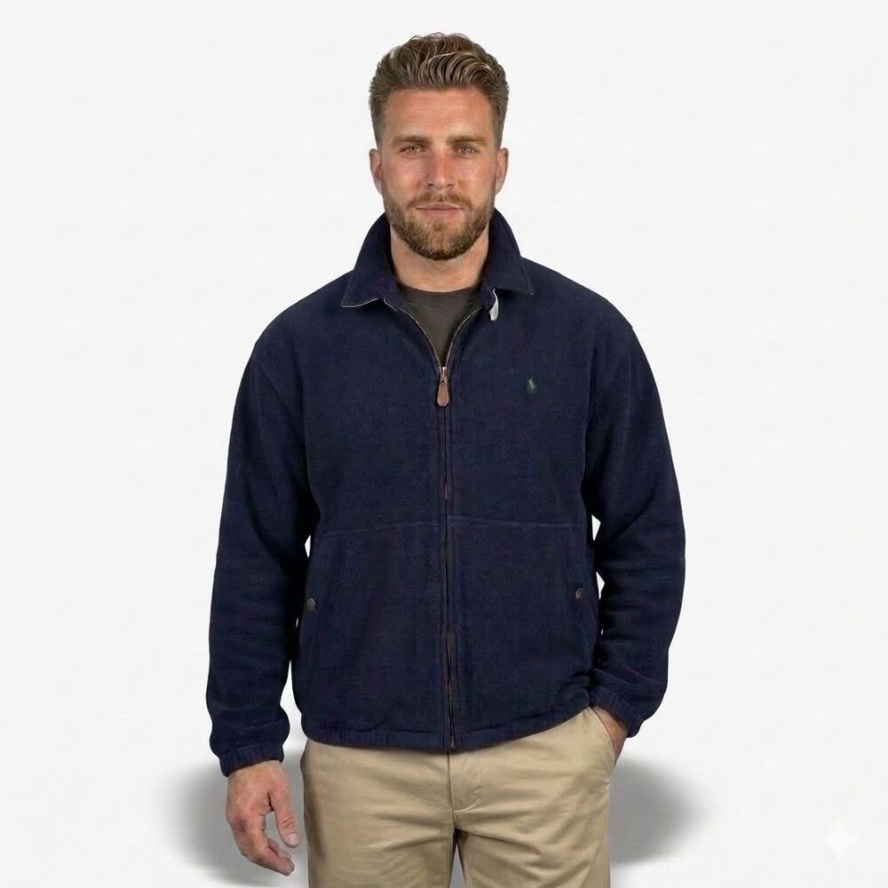 Vintage Polo Ralph Lauren Full Zip Fleece Jacket Men’s Size XXL Navy